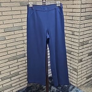 Roamans Wide Leg Pull On Pants Navy Blue Size 16w Exc Cond